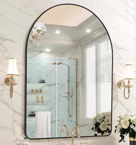 Large arched black mirror - large,